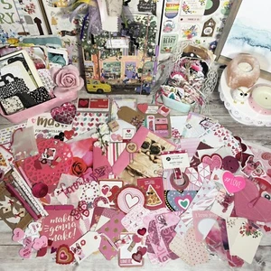 Valentine’s Pink & Red Junk Journal & Planner Supplies Kit Scrapbook Crafts - Picture 1 of 16