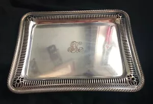 Gorham GM Co. 14" Silverplate Tray Open Work Border Early 20th C - Picture 1 of 3