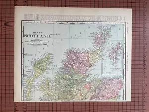 Antique Scotland Map 1895 Rand McNally 1890s Shetland Islands Cerography Print - Picture 1 of 6