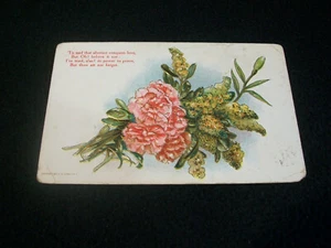 Vintage Postcard- Greeting Card with pink flower boquet- 1910-- Indiana - Picture 1 of 2