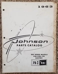 1963 Johnson 75hp Sea Horse Parts Catalog - V4S-V4SL-15S Electric E - Foto 1 di 6