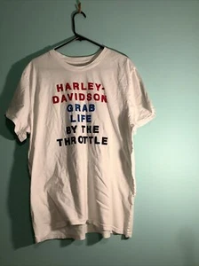 Harley Davidson Grab Life By The Throttle Tee Shirt White Men Size 2XL - Picture 1 of 5