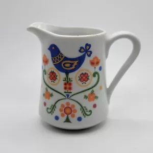 Fred Roberts Lancaster County Blue Bird verde arancione fiori bianco crema - Foto 1 di 7