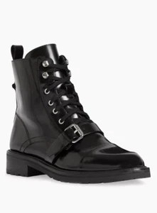 NEW Allsaints’ Donita Black Leather Lace up Boots Rubber Sole Size Euro 37-6.5! - Picture 1 of 14