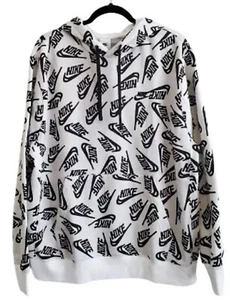 Nike Sports Essentials Allover Swoosh Print Pullover Hoodie Men's L DV8152-100 - Picture 1 of 5