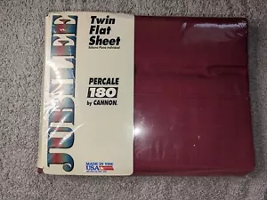 Vintage Cannon Jubilee Percale 180 Twin Flat Sheet Deep Red New Made In USA - Picture 1 of 10