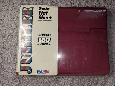 Vintage Cannon Jubilee Percale 180 Twin Flat Sheet Deep Red New Made In USA - Image 1 of 4