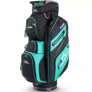 POWAKADDY 2025 FLEX SERIES 14 WAY DIVIDER GOLF CART TROLLEY BAG - BLACK / TEAL - Picture 1 of 6