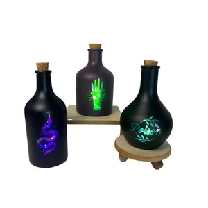 Target LED Farbwechsel Hexenbrautrank Flaschen 2 schwarz, 1 lila NEU  - Bild 1 von 11