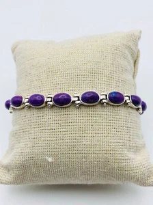 Pulsera NK 925 plata esterlina cabujón sugilite eslabón - Imagen 1 de 7