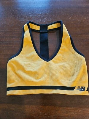 New Balance Medium Impact Sports Bra Yellow Black Size Medium - Image 1 of 4