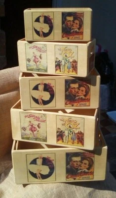  Retro style wooden classic movies theme storage box. 5 sizes. Gorgeous gift! - Image 1 of 2