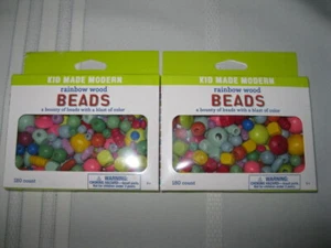 Kid Made Modern 180ct Rainbow Wood Beads - Brand New Lot of 2 Boxes - Picture 1 of 3
