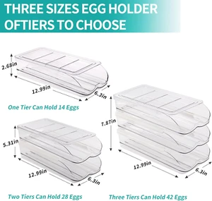 Egg Holder for Fridge, Automatic Rolling Egg Container for Refrigerator, Stac... - Picture 1 of 12