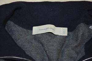 $1295 Ermenegildo Zegna Cashmere Wool 1/4 Zip Gray Navy Sweater 56 XXL Defects - Picture 1 of 24
