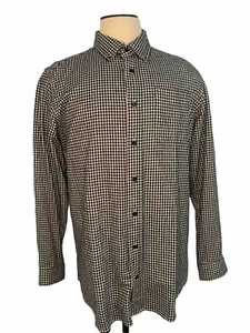 LL Bean Mens Flannel Shirt Men LT Black White Gingham Cotton traditional Fit - Picture 1 of 5