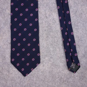 Ermenegildo Zegna Polka Dot Silk Tie Navy Blue Mens 3.75" Width Classic - Picture 1 of 8