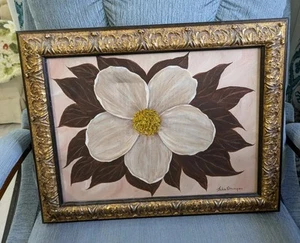 Pintura al óleo floral John Stamper original enmarcada tallada ornamentada de colección 15 X 18 - Imagen 1 de 6