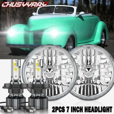 Par de faros LED redondos de 7 pulgadas haz alto bajo sellado para Ford Deluxe 1939-1951 Foto 1 de 4