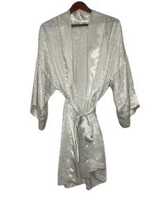 Victoria's Secret Gold Label Damen weiß Satin Morgenmantel Blumen Braut Einheitsgröße Vintage - Bild 1 von 6