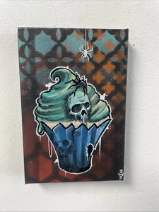 Nightmare Cupcake Original Painting graffiti Art Tattoo Art Outsider Art - Picture 1 of 6