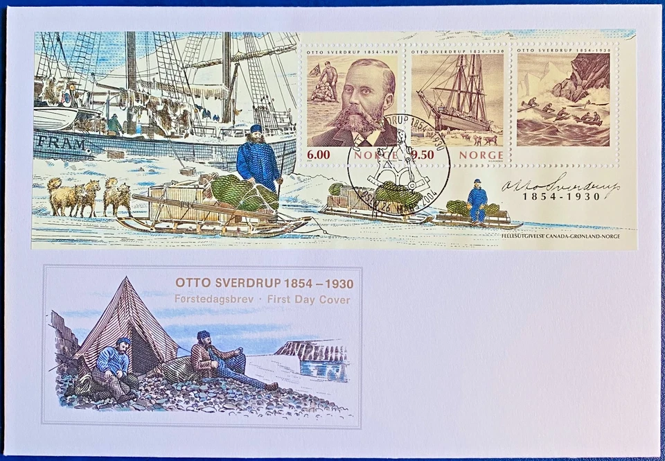 Norway FDC Year 2004 Otto Sverdrup 150 Years Anniversary Miniature Sheet - Image 1 of 1