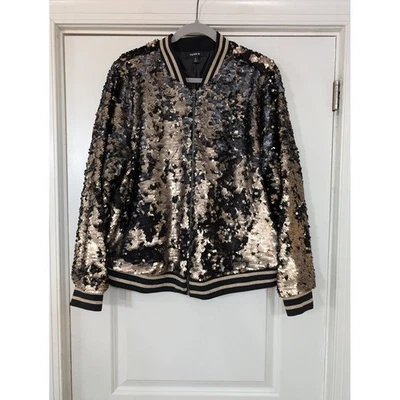 Torrid блестки Bomber куртка черное золото блестящий вечеринки заявление плюс размер - Изображение 1 из 4