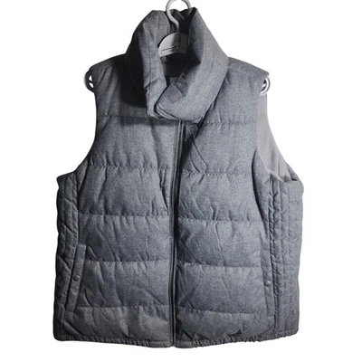Old Navy Heather Grey Quilted Puffer Vest XL Stand Collar Zip Front Pockets - Image 1 of 4