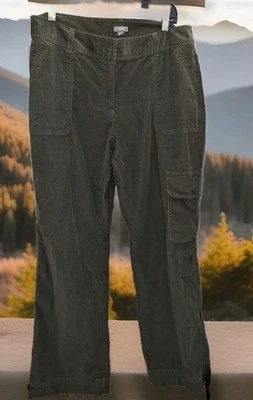 Pantalones de pana J. Jill para mujer 16 verdes suaves corte bota carga elásticos Y2K preppy Foto 1 de 4