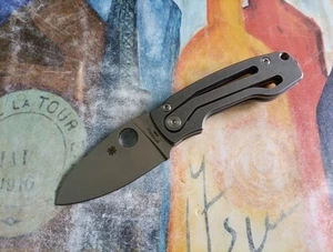 Spyderco PITS 2 Slipjoint, Satin M398 Plain  Blade, Skeletonized Titanium Handle - Picture 1 of 9