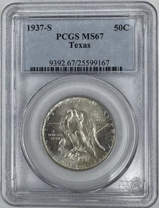 1937 S Texas Commemorative Half Dollar PCGS MS67 ‼️SCARCE IN HIGH GRADES‼️ - Picture 1 of 2