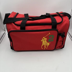 Ralph Lauren Fragancias POLO Bolso de Lona GRANDE Logo de Poni 2 Rojo Gimnasio Viajero NUEVO - Imagen 1 de 13