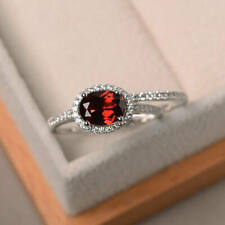 950 Platinum Rings 1.90 Ct Genuine Garnet Diamond Engagement Band Sets Size 7