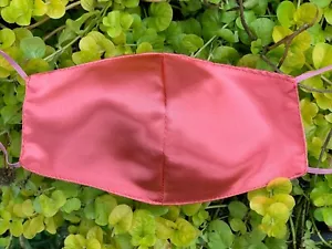 Coral Satin Face Mask, 100%, Women's Mask, Reusable, Washable, Artistic, USA - Picture 1 of 4