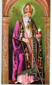 St. Augustine - Relic Laminated Holy Card- Blessed by Pope Francis - Picture 1 of 5