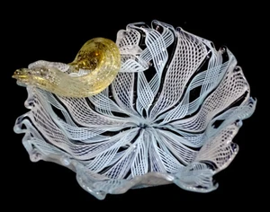 Atemberaubend! LATTICINO Vintage MURANO Bonboniere KUNSTGLAS Barovier Zanfirico Toso - Bild 1 von 6
