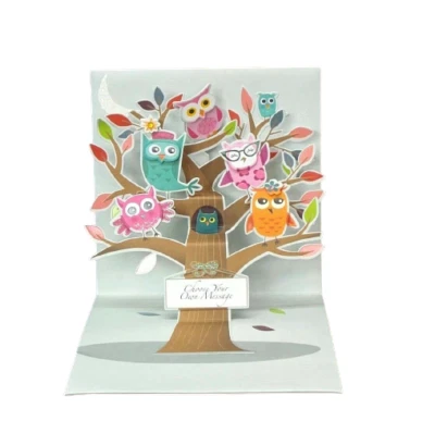 All Occasion Greeting Card 3D Pop Up Owl Tree Treasures Up With Paper - Image 1 of 4
