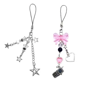 2pcs Y2K Star Phone Bowknot Pendant Phone Straps Backpack Charm Keys Decoration - Zdjęcie 1 z 8