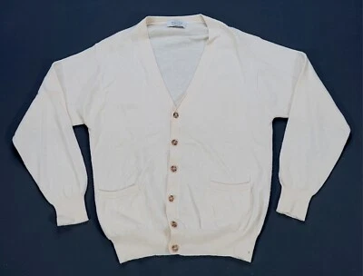 Raro Suéter Cárdigan Vintage UNITED COLORS OF BENETTON Botón Frontal Años 80 Beige Foto 1 de 4