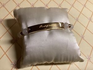 Rustic Cuff White Quartz Gold Bar Beaded Bracelet For HOPE Engraved