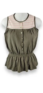 Matilda Jane Top SERENDIPITY CINCH WAIST SHIRT Neapolitan Sz 10 Olive Green NWT - Picture 1 of 15
