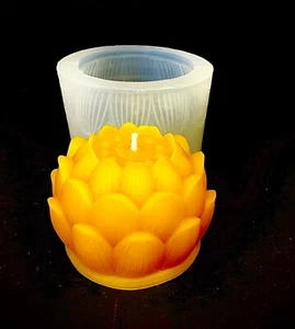 grande 3D Silicona Loto Flor Molde Vela Jabón Resina Molde - Imagen 1 de 9