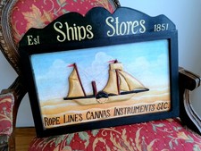 Rare Vintage Wood English Pub Ship Stores1851 wall Picture CROSS SKYLT marine