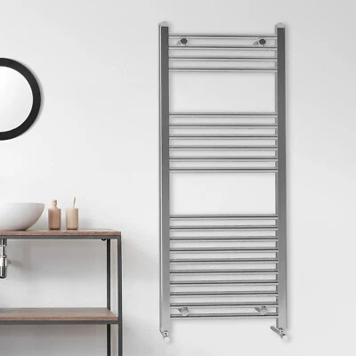 Nes Home Chrome Straight Bathroom Towel Radiator 1200 x 500 mm