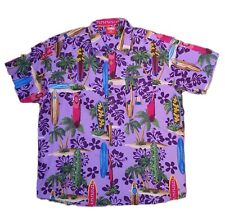 Lowes Men's Hawaiian Shirt, Size 2XL Purple Floral Tropical Island & Surfboards 