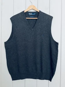 Men's Polo Ralph Lauren Sweater Vest XL Gray Vintage 100% Merino Wool Golf - Picture 1 of 3