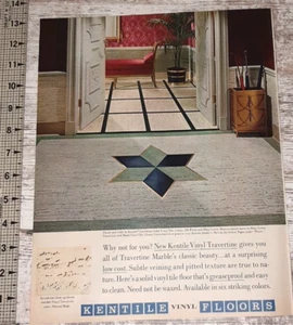 1963 Kentile Vinyl Flooring Vintage Print Ad Travertine Texture Colors Wax Free - Picture 1 of 1