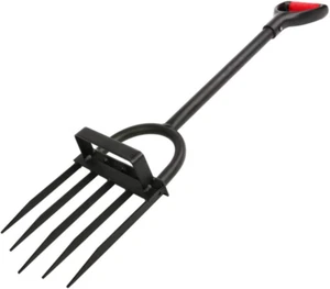 5-Tine Heavy Duty Pitch Fork for Gardening - Long Handled Digging Fork - Picture 1 of 9