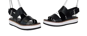 VINCE Mana Black Leather Ankle Strap Platform Slingback Sandals 5.5 - Picture 1 of 12