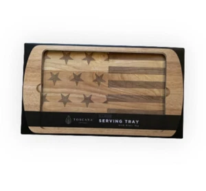 Toscana a Picnic Time Brand Billboard Serving Tray with Glass Top US FLAG - Picture 1 of 6